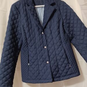 Calvin Klein Navy Diamond-Quilt Puffer Blazer